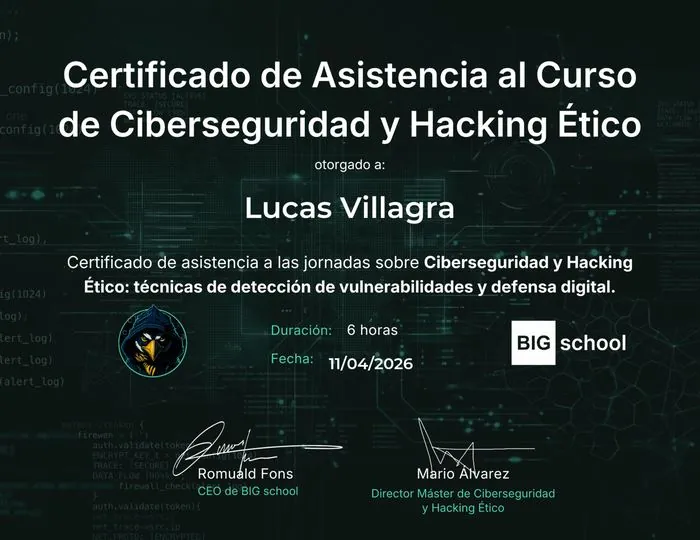 Certificado BIG School — Ciberseguridad y Hacking Ético